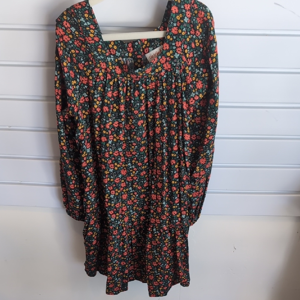 Floral Kids Dress - Black and Pink